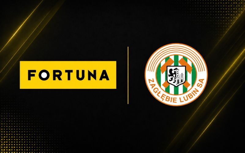 Logo Fortuny i herb Zagłębia Lubin na grafice ogłaszającej partnerstwo