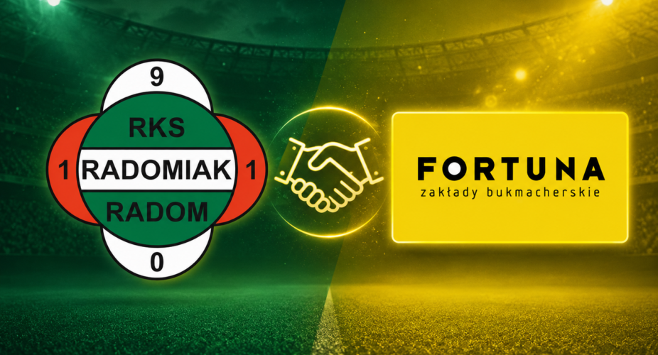 Herby Radomiaka Radom i Fortuny symbolizujące przedłużenie współpracy do 2028 roku