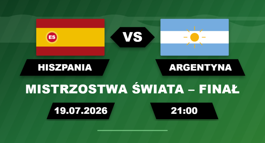 Hiszpania – Argentyna, finał mistrzostw świata 19 lipca 2026 o 21:00