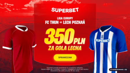 Bonus 350 PLN za gola Lecha Poznań w meczu z FC Thun w Superbet