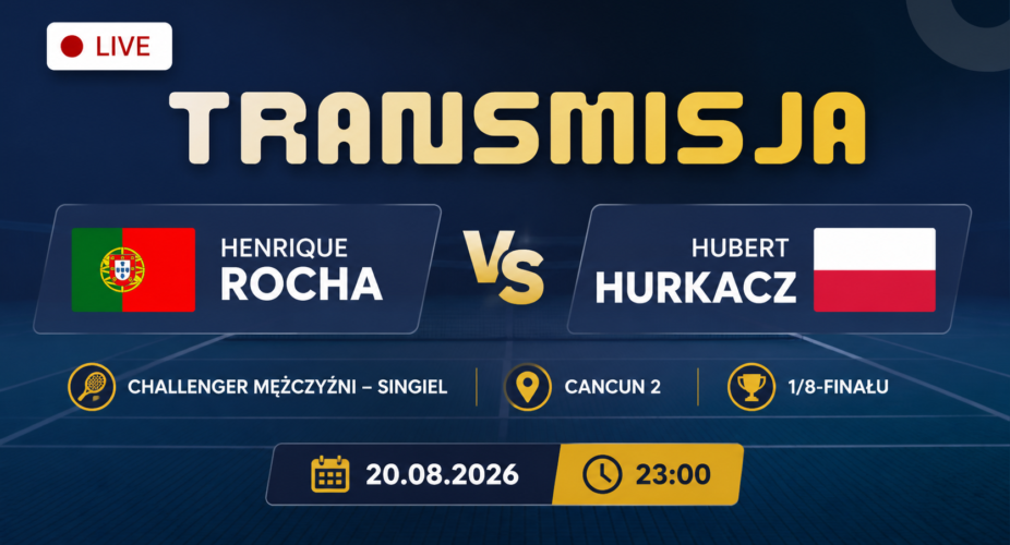 Henrique Rocha – Hubert Hurkacz, transmisja meczu 20 sierpnia 2026 o 23:00