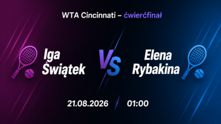 Iga Świątek – Elena Rybakina, ćwierćfinał WTA Cincinnati, 21 sierpnia 2026