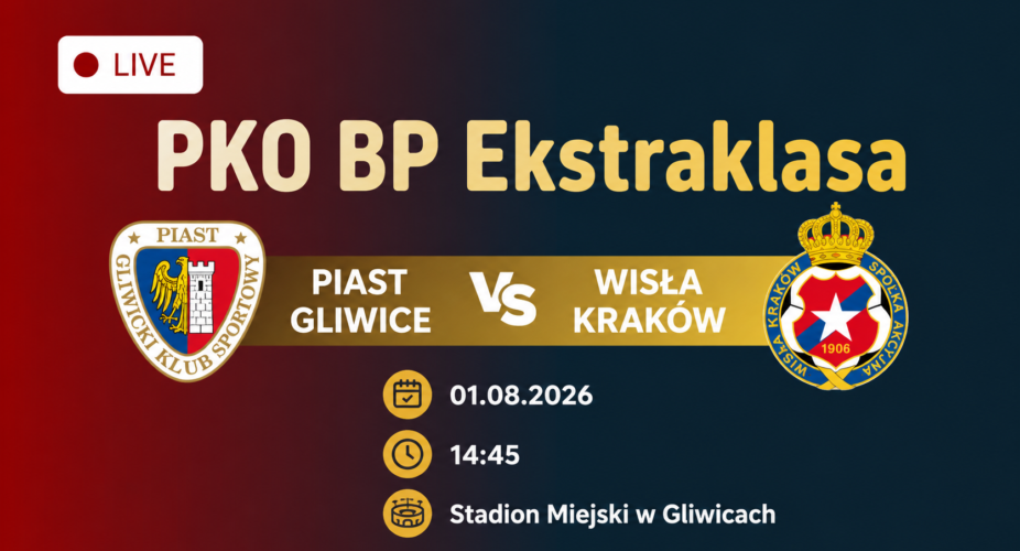 Piast Gliwice – Wisła Kraków, transmisja 1 sierpnia 2026