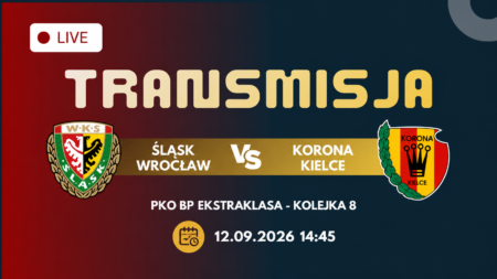 Śląsk Wrocław – Korona Kielce, transmisja 12 września 2026