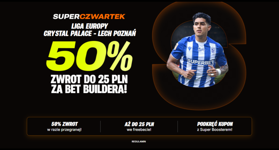 Superbet: zwrot 50% stawki do 25 PLN na mecz Crystal Palace – Lech Poznań